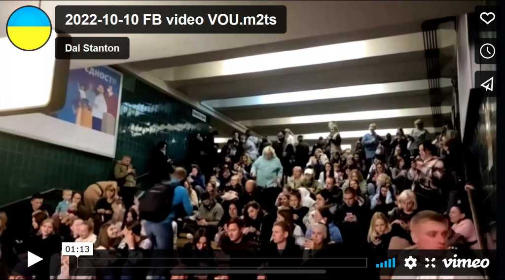 10/10/2022 – From Kyiv subway now again a bomb shelter with singing