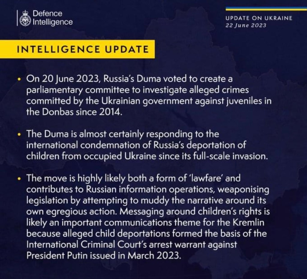6/22/2023 – Russia weaponizes legislation to muddy the narrative around its war crimes in&nbsp;Ukraine