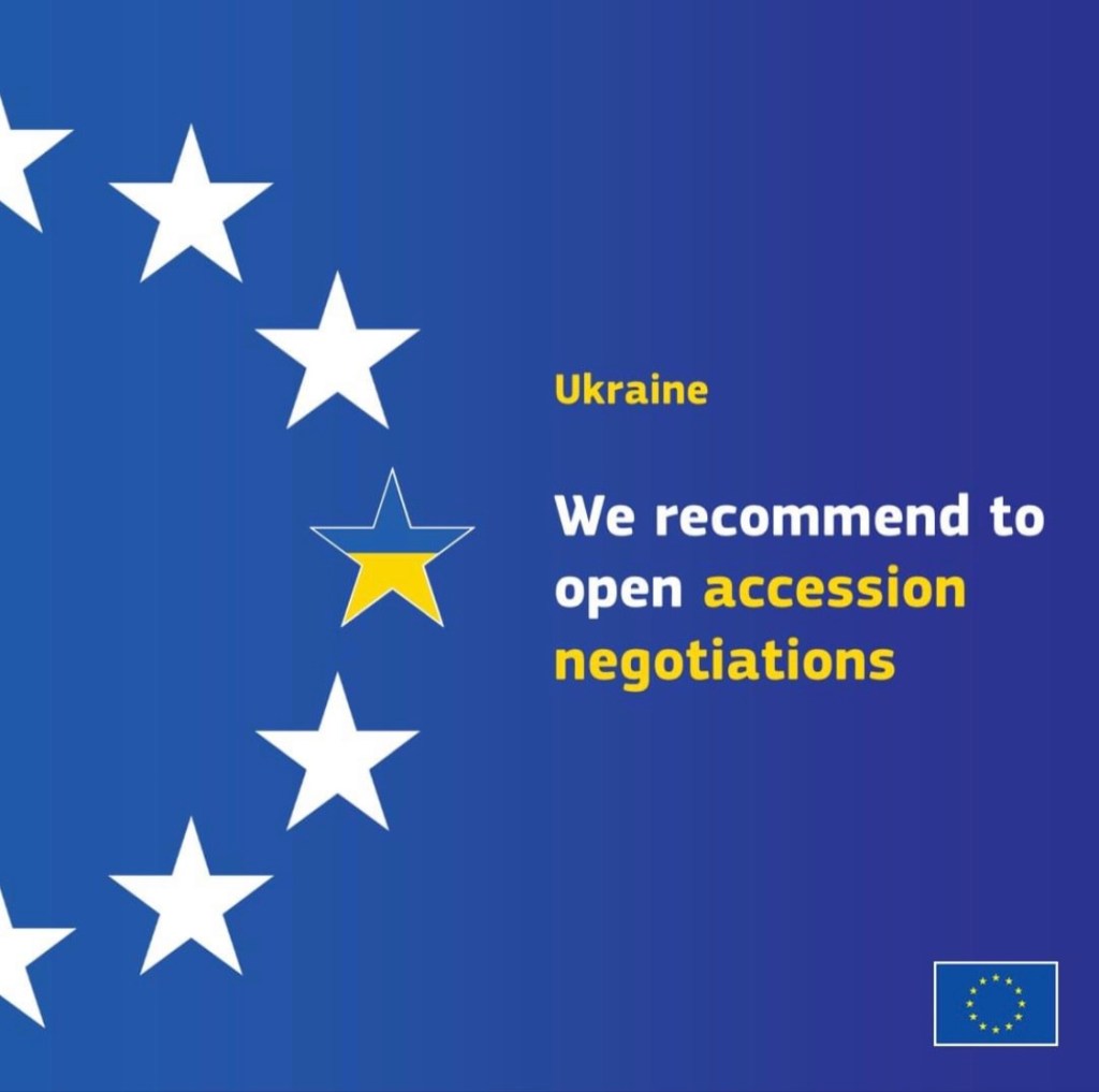 11/8/2023 – The European Commission recommends starting the process of negotiations on the accession of Ukraine to the EU