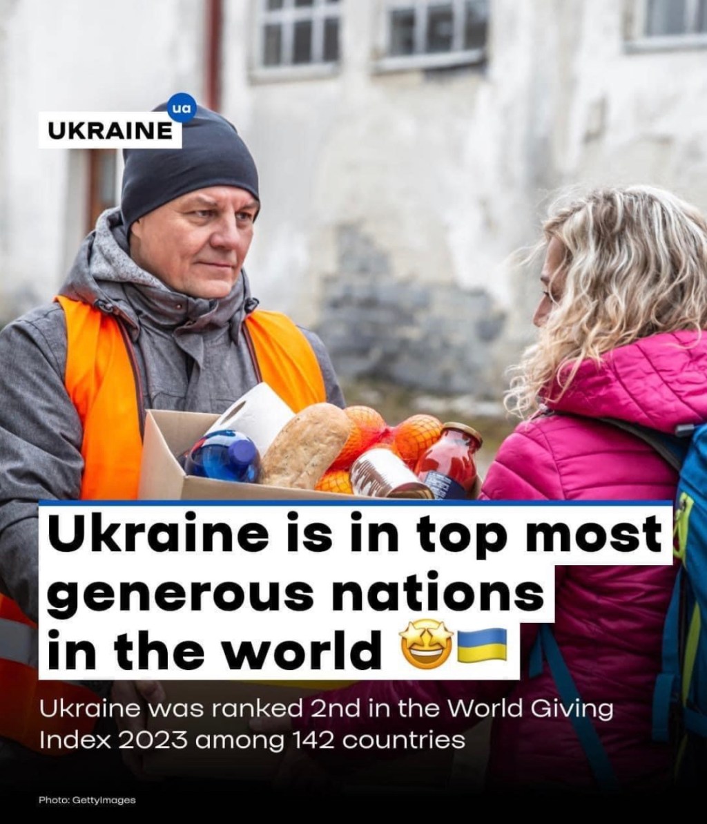 11/14/2023 – Ukraine is among the top most generous nations in the&nbsp;world