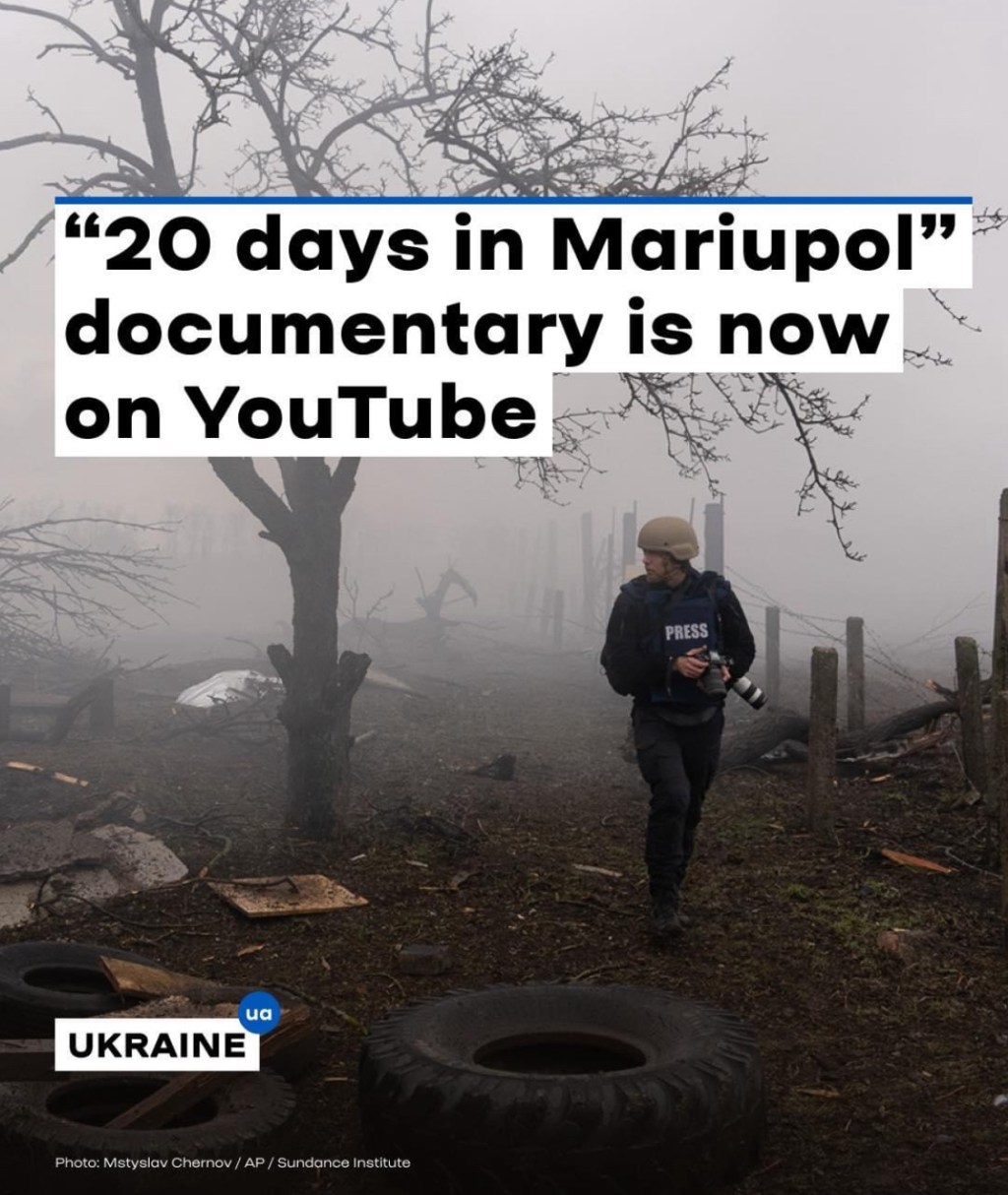 11/30/2023 – Documentary “20 Days in Mariupol” is now on&nbsp;YouTube