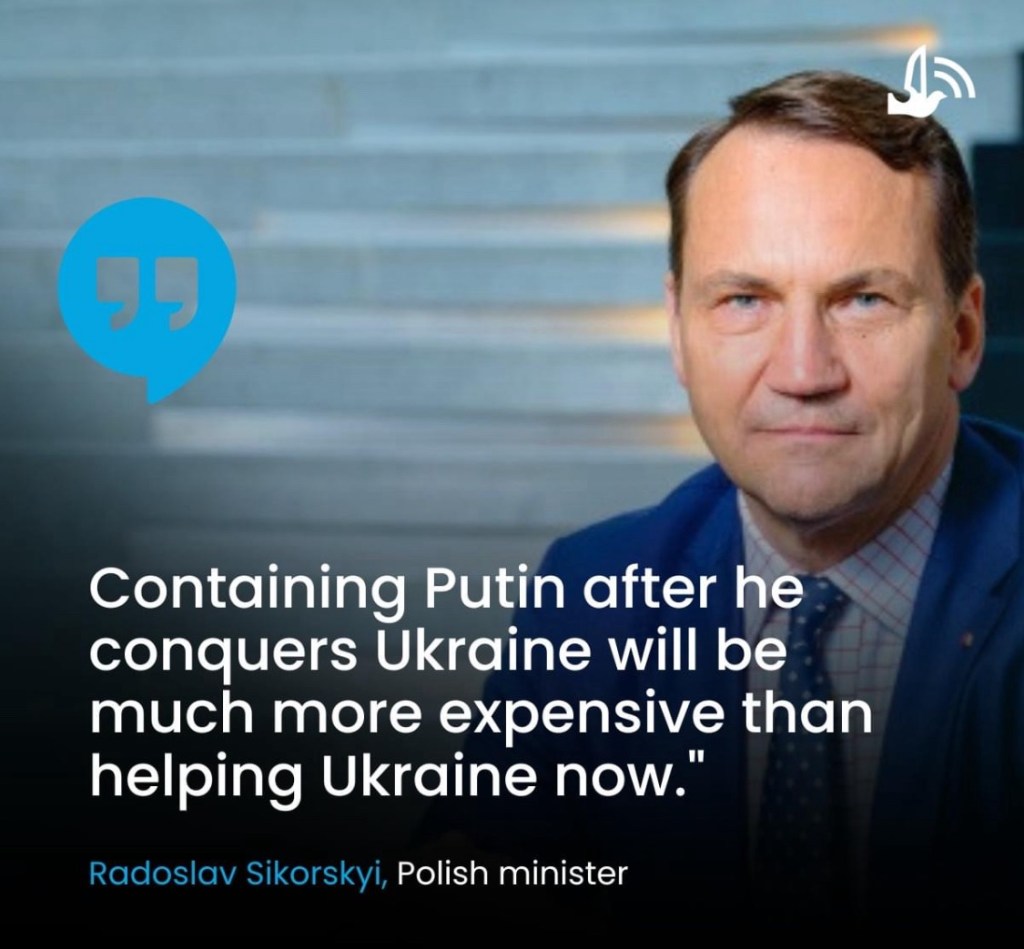 2/20/2024 – “Containing Putin after he conquers Ukraine will be much more expensive than helping Ukraine&nbsp;now.”
