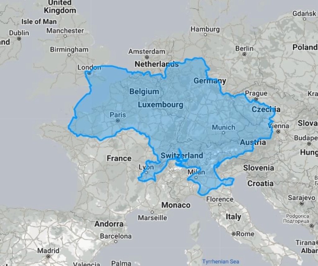 4/24/2024 – The size of Ukraine compared to Western Europe.&nbsp;😲