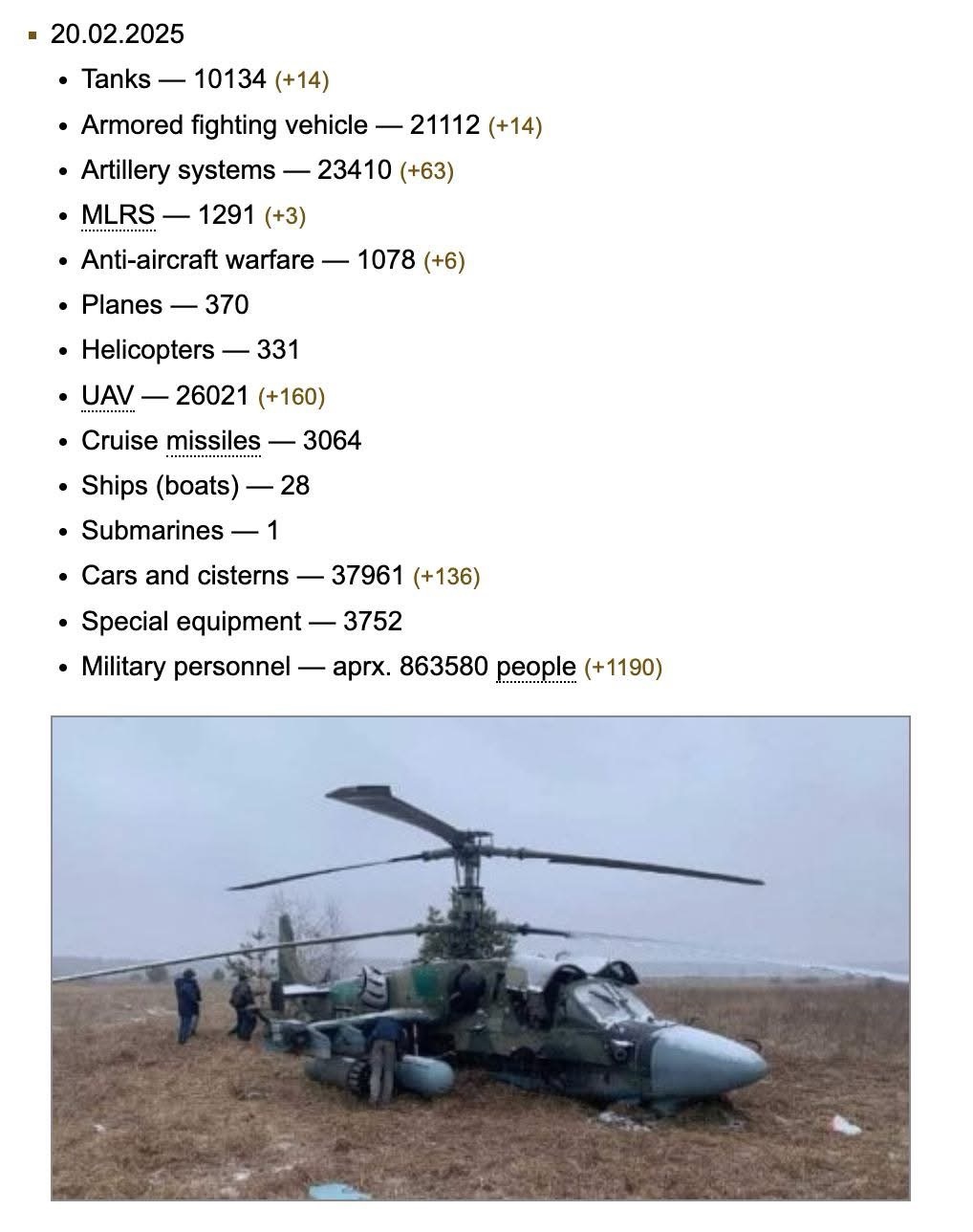 2/21/2025 — Losses of the “unbeatable” ruzzian&nbsp;army